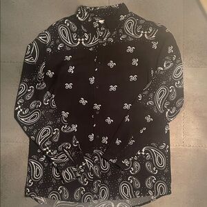 Zara Black and White Paisley Men's Shirt